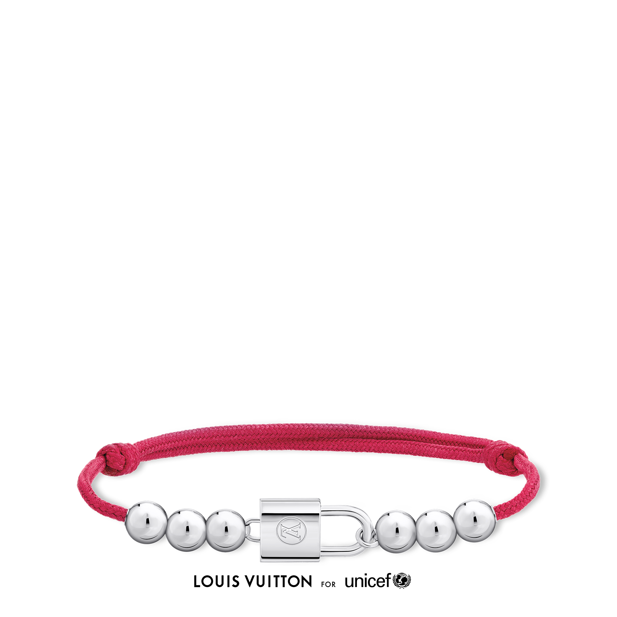 Silver Lockit Beads Bracelet, Sterling Silver and Polyester Cord